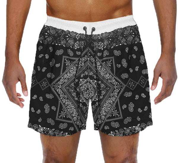 WEIV Paisley Bandana Print Swim Trunks Board Shorts - Apparel | MENLL